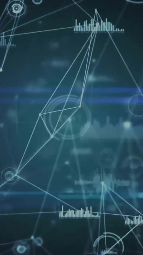 Animation of network of connections with data processing on black background Stock Footage 343888337