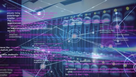 Animation of network of connections with digital data processing over computer Stock Footage 329509628