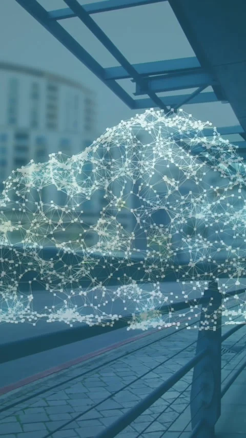 Animation of network of connections forming cloud and security padlock icon Stock Footage 343902539