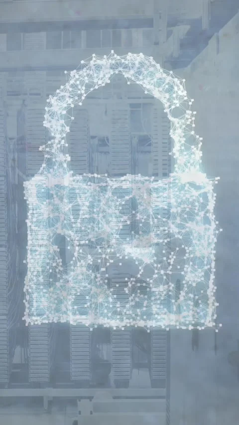 Animation of network of connections forming a cloud icon, security shield icon Stock Footage 344746092