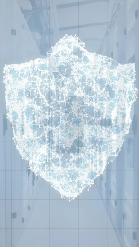 Animation of network of connections forming a security shield icon against Stock Footage 320921793