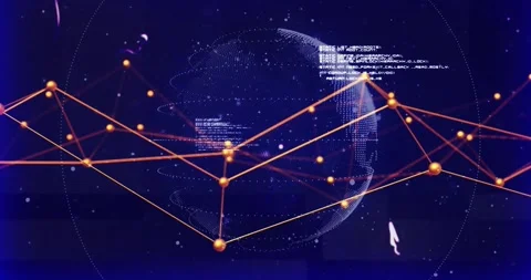 Animation of network of connections with globe and data processing on black Stock Footage 328837192