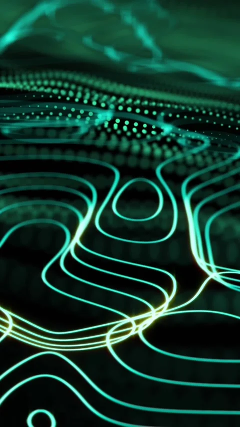 Animation of network of connections with green mesh of data transfer Stock Footage 343545584