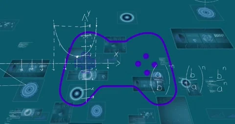 Animation of network of connections with icons and data processing over empty Stock Footage 329698735