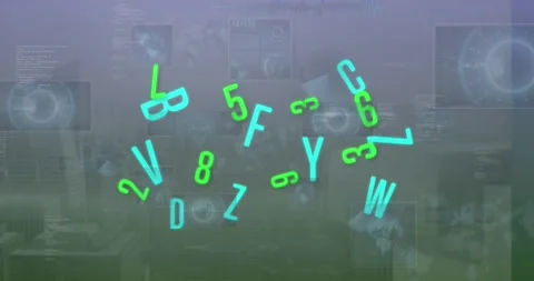 Animation of network of connections with icons and data processing over empty Stock Footage 330287617