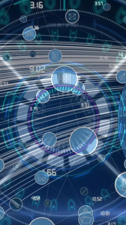 Animation of network of connections, icons and data processing over globe Stock Footage 344525813