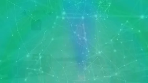 Animation of network of connections with icons over delivery drone with parcel Video stock 157672653