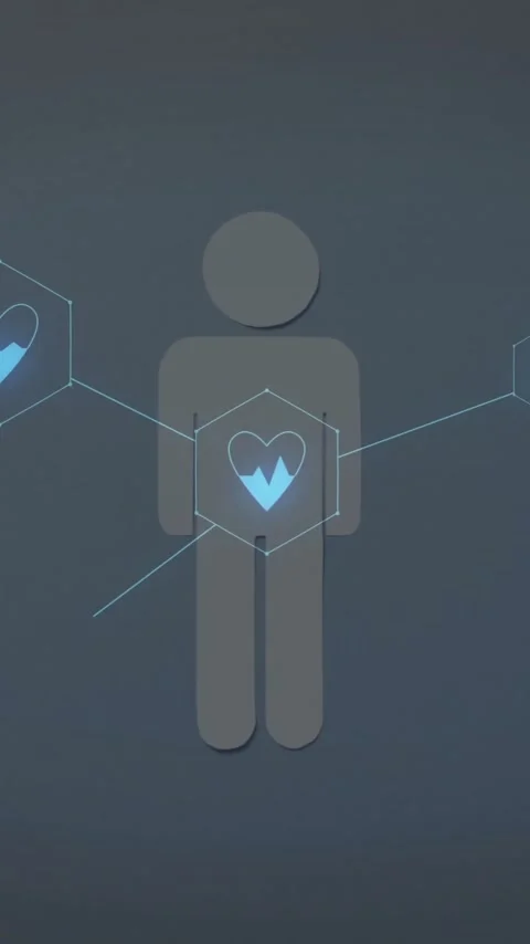 Animation of network of connections with icons over figure and stethoscope on Stock Footage 342806307