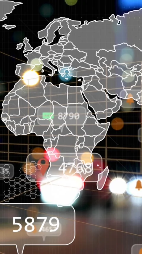 Animation of network of connections with icons over business people using phone Stock Footage 343738743