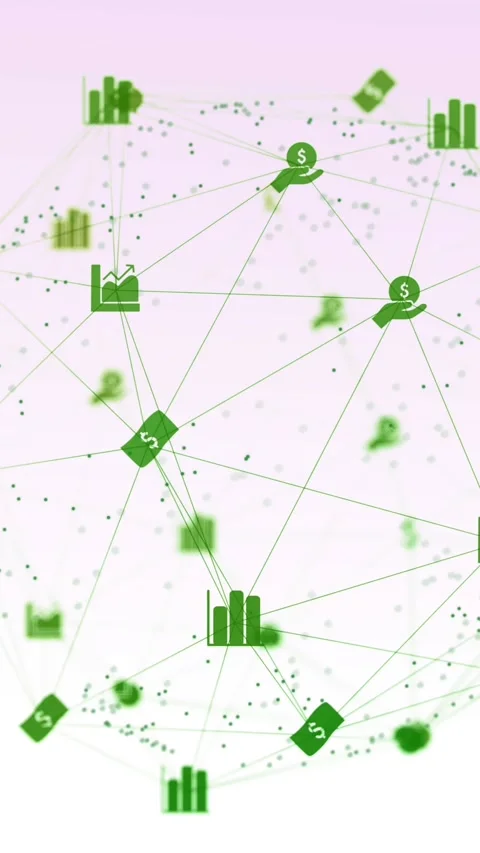 Animation of network of connections with icons over cityscape on white Stock Footage 344402242