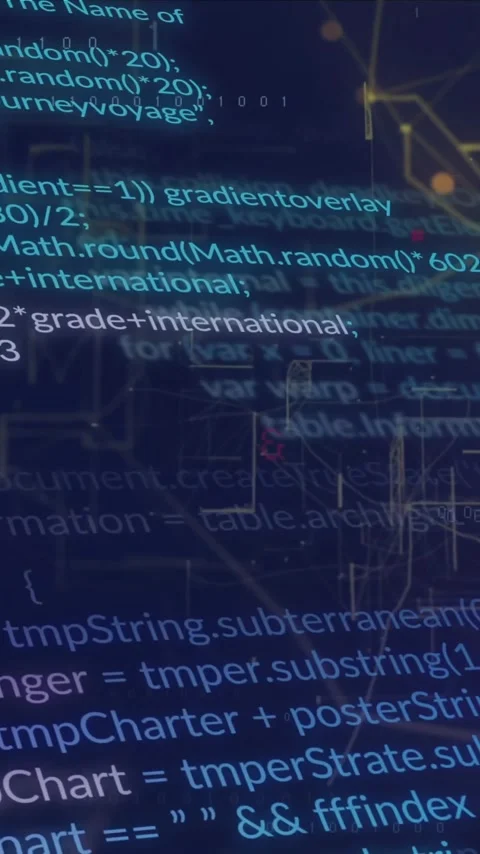 Animation of network of connections with light spots over data processing Stock Footage 343780034