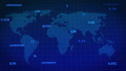 Animation of network of connections numbers changing and data processing over Stock Footage 228863577