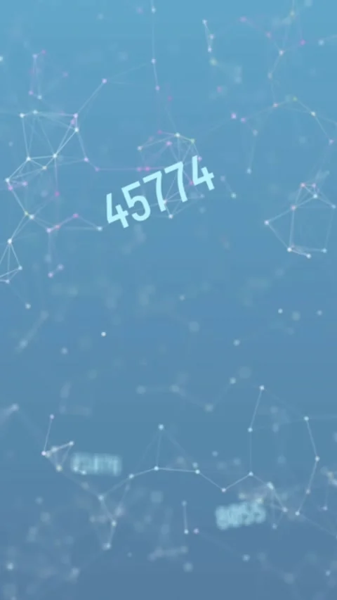 Animation of network of connections with numbers over binary coding data 스톡 동영상 343682226
