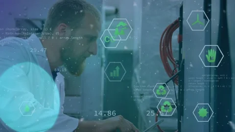 Animation of network of connections over asian businessman using smartphone Видео 330587152
