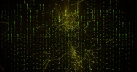 Animation of network of connections over binary coding Stock Footage 308055444