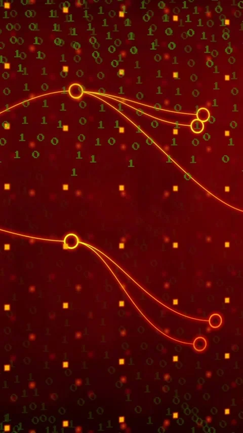 Animation of network of connections over binary coding Stock Footage 342010574