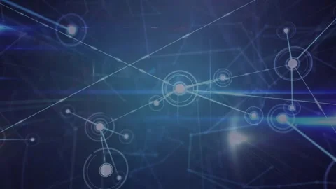 Animation of network of connections over black background Video stock 330728682