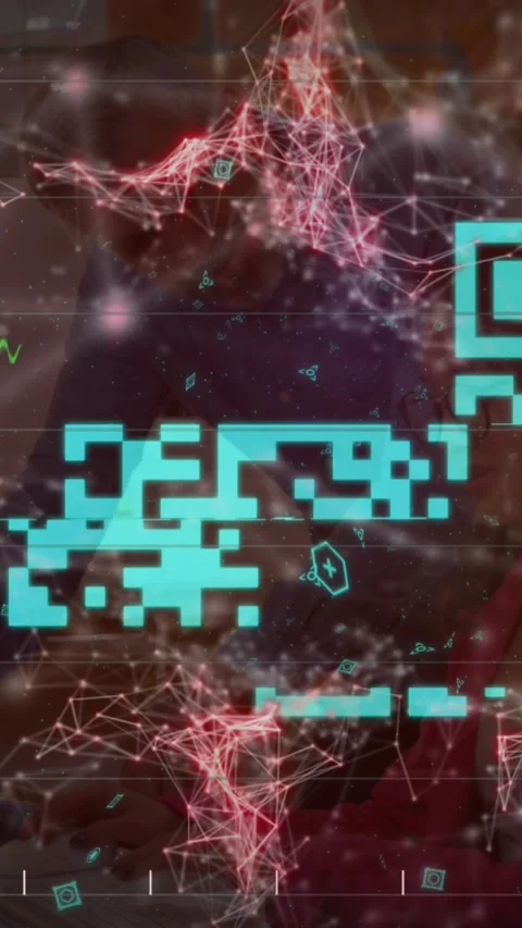 Animation of network of connections over caucasian couple using computer Stock Footage 342599813