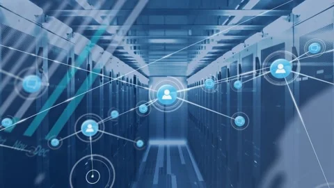 Animation of network of connections over computer servers Stock Footage 327901570