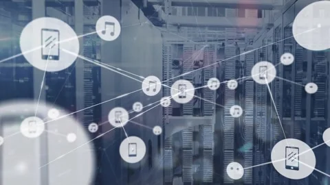 Animation of network of connections over computer servers Stock Footage 330255763