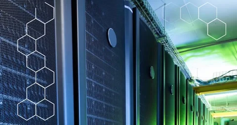 Animation of network of connections over computer servers Stock Footage 330291968
