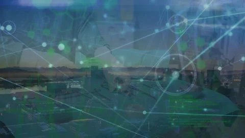 Animation of network of connections over computer servers Stock Footage 330590876