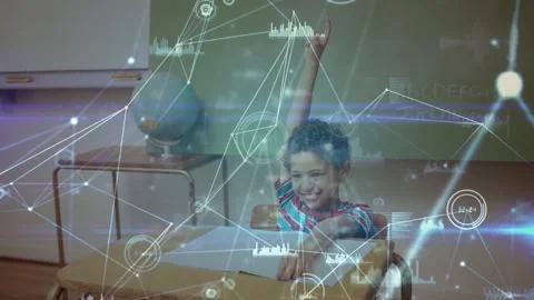 Animation of network of connections over couple paying online using laptop 库存影片 327781155