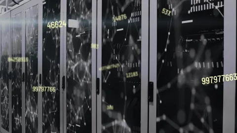 Animation of network of connections over data processing and computer servers Stock Footage 328411052
