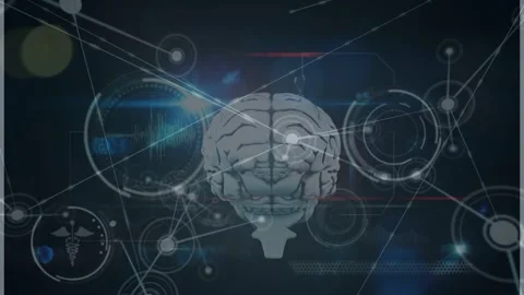 Animation of network of connections over data science processing Stock-Footage 329232127