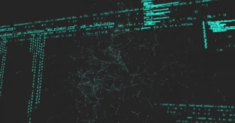 Animation of network of connections over data processing on black background Stock Footage 330780311