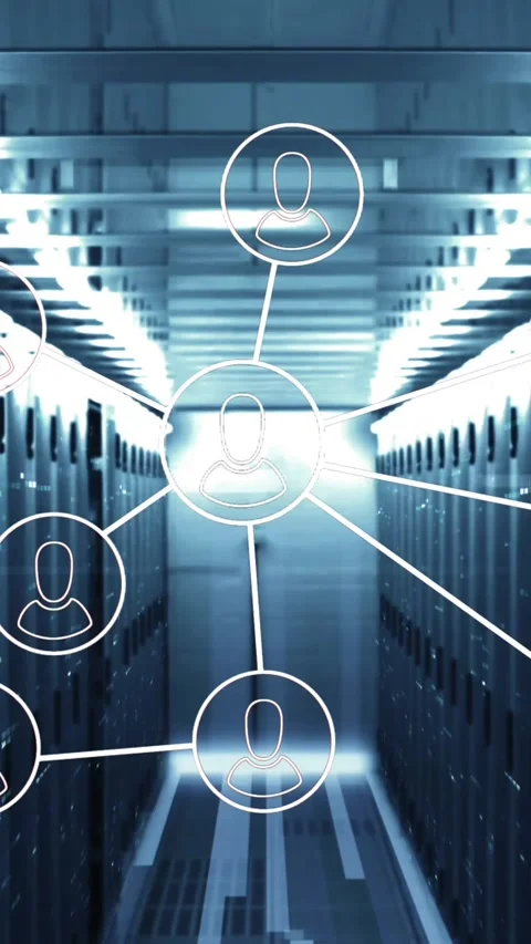 Animation of network of connections over data processing and computer servers Stock Footage 343738585