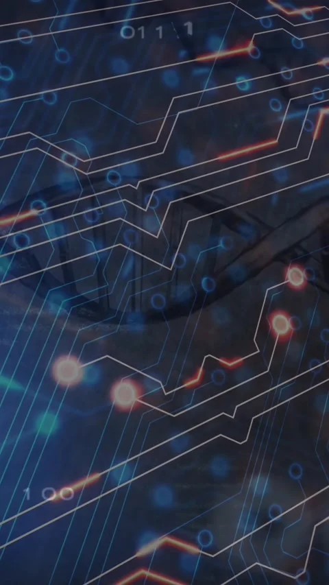 Animation of network of connections over data processing Stock Footage 344369486