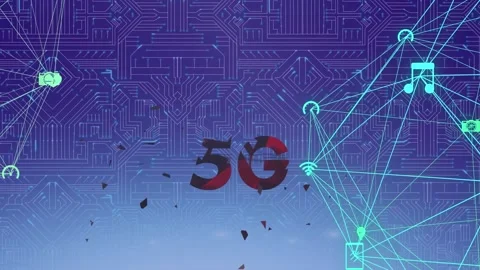 Animation of network of connections over digital city and binary coding Stock Footage 327004105