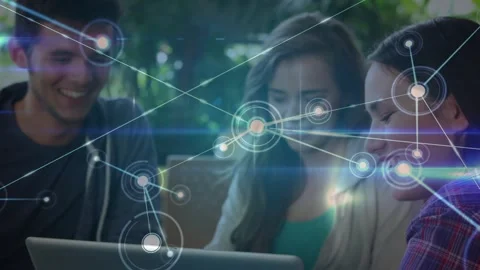 Animation of network of connections over diverse network of connections Stock Footage 328974160