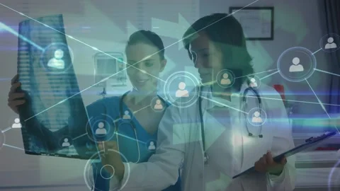Animation of network of connections over diverse network of connection Stock Footage 330115307