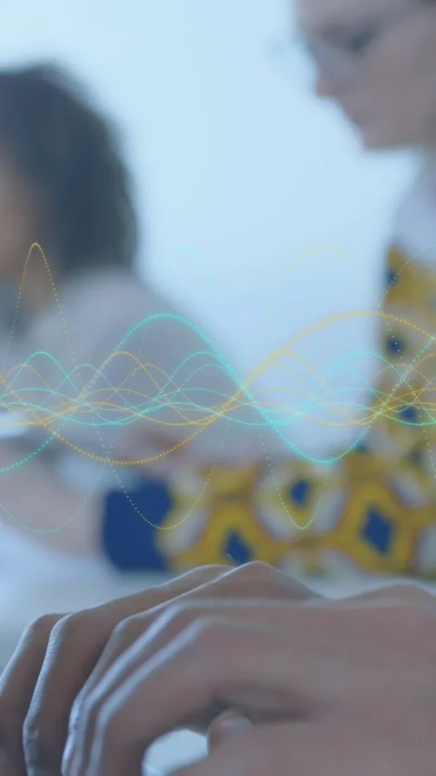 Animation of network of connections over diverse office workers wearing headsets Stock Footage 343644833