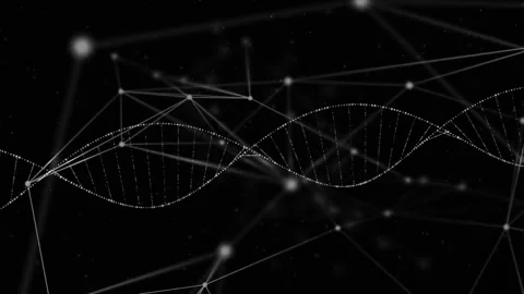 Animation of network of connections over dna strand on black background Stock Footage 265620305