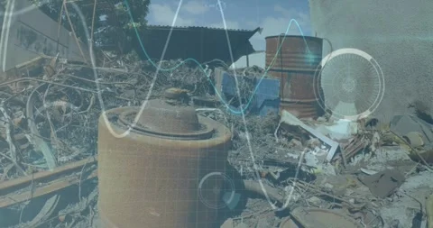 Animation of network of connections over drone with parcel over harbor Stock Footage 328004712