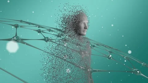 Animation of network of connections over fit female swimmer Stock Footage 326884121