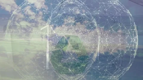 Animation of network of connections over fit man jogging networks Stock Footage 328005006