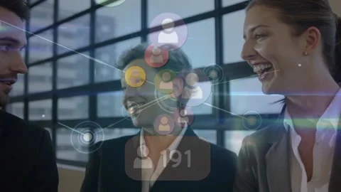 Animation of network of connections over group of business caucasian people Stock Footage 201547613