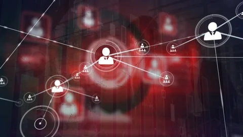 Animation of network of connections over hacker using computer Stock Footage 328507074