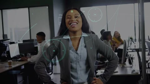 Animation of network of connections over happy asian male student using laptop Stock Footage 329417877