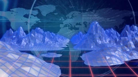 Animation of network of connections over icebergs and world map Stock-Footage 161489099