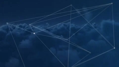 An animation of a network of connections over a night sky with clouds Stock Footage 329368181