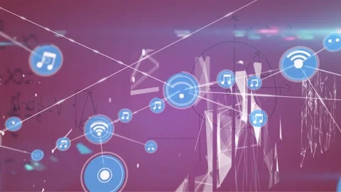 Animation of network of connections over numbers using computer Stock Footage 329295774