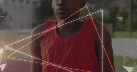Animation of network of connections over schoolboy writing Stock Footage 326407337