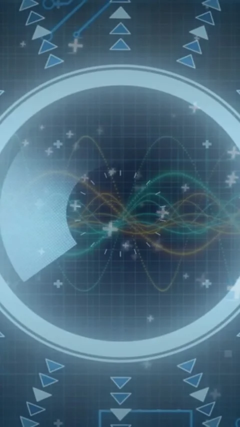 Animation of network of connections over scope and dna strand Stock Footage 320229103
