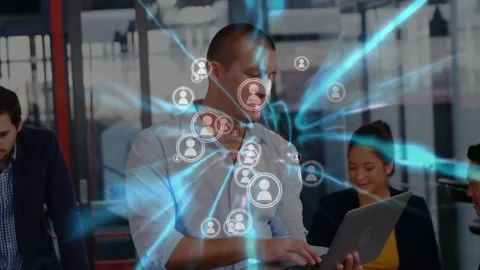Animation of network of connections over unk students Stock Footage 328009971