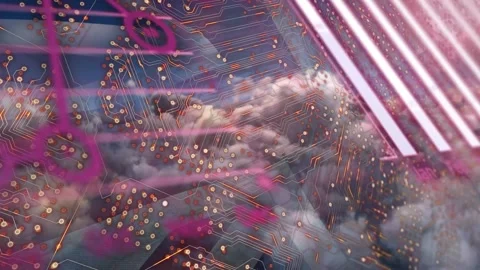 Animation of network of connections with padlock security icons over binary Stock Footage 329508766